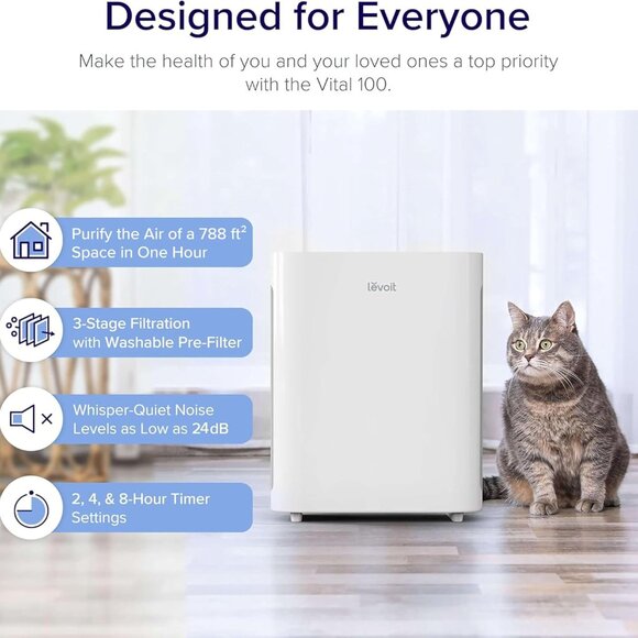 Levoit VITAL 100 Air Purifier w/ True HEPA Filter Ozone Free - Picture 2 of 10